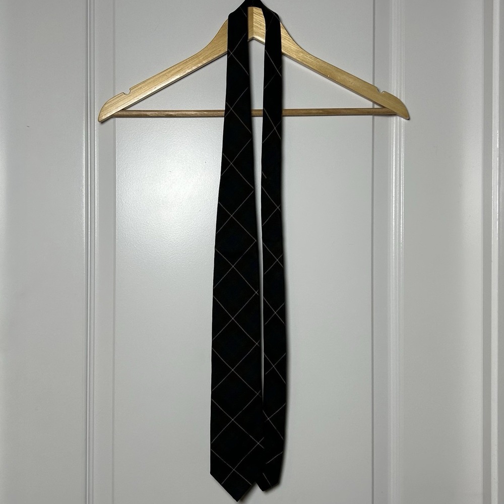 Polo by Ralph Lauren Vintage 80s Italian Silk Made in USA Tartan Windowpane‎ Tie